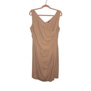 Ralph Lauren Womens Size 14 Linen Blend Ruched Classic Timeless Minimalist Dress